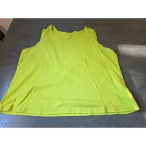 Studio Works Lime Green Cotton Tank Top Picot Trim Scoop Neck Plus Size 2X